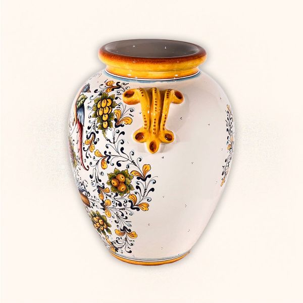 430-AUC106B-53 VASE WITH HANDLES, CM.53H, DESIGN: BIRDS